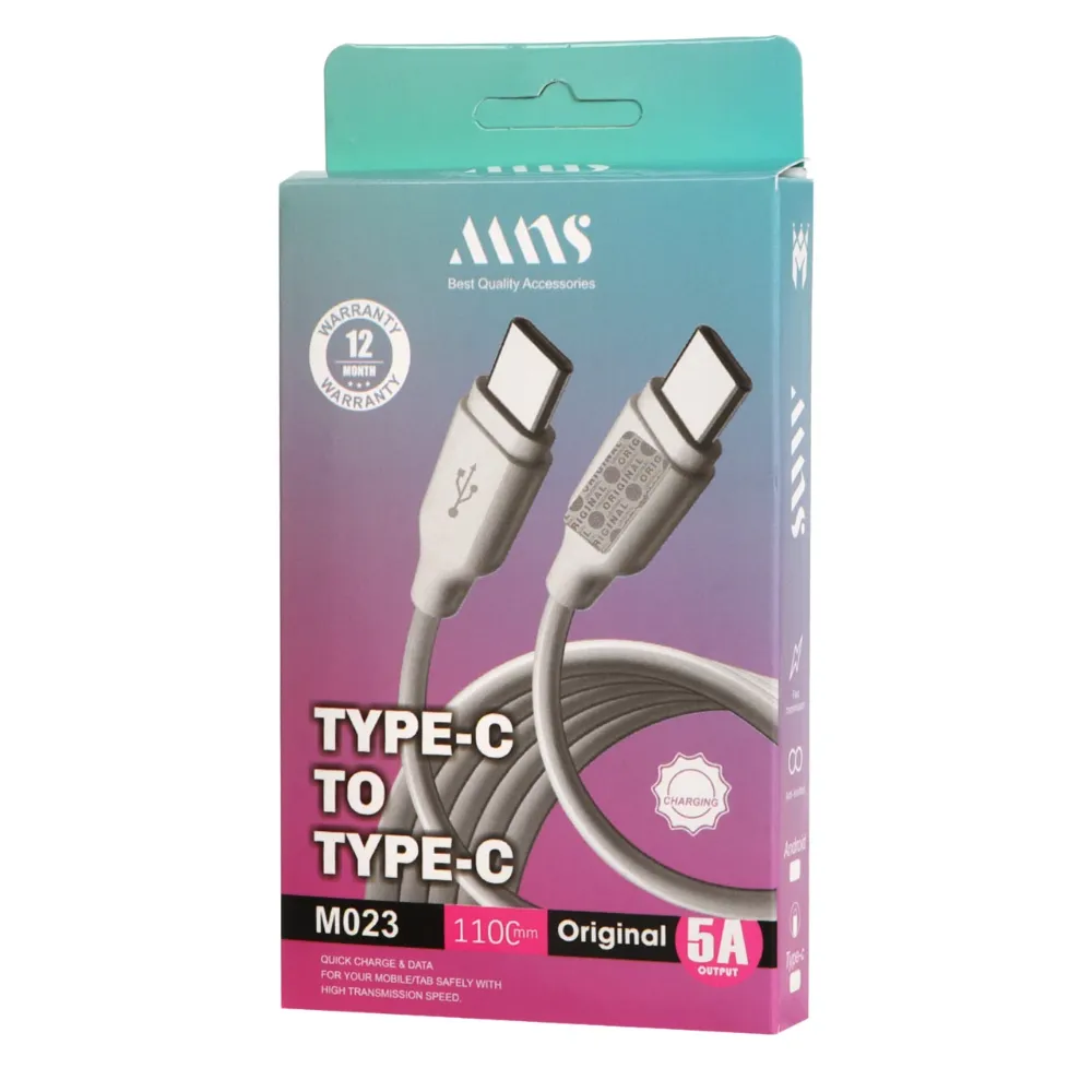 1147856ex6782848478 کابل شارژ فست 1.1 متری MNS Type-C To Type-C مدل M023 - سفید - Image 1