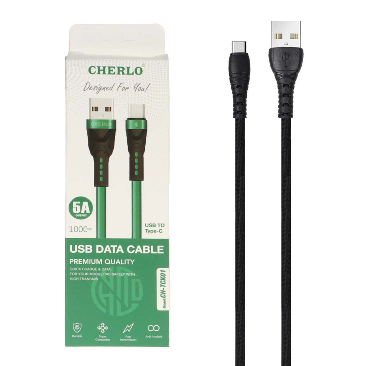 کابل شارژ 1.1 متری فست CHERLO Type-C مدل CH-TCK01 - Image 6