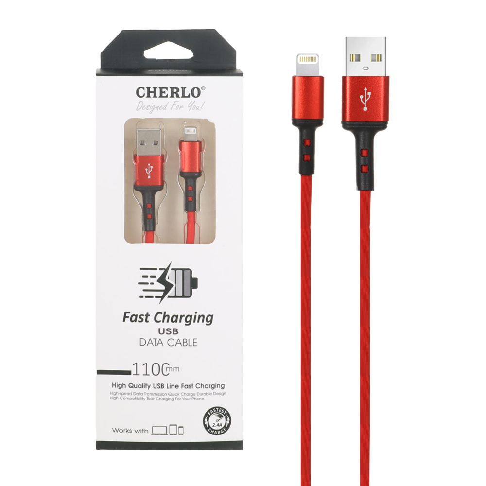 1507670 کابل شارژ 1.1 متری فست آیفون CHERLO مدل CH-IP06 - قرمز - Image 1