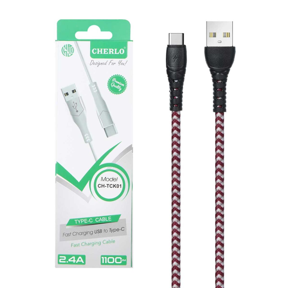 کابل شارژ 1.1 متری فست CHERLO Type-C مدل CH-TCK01 - Image 2