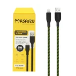 کابل شارژ 1.1 متری فست آیفون Masaru مدل M310i - مشکی سبز