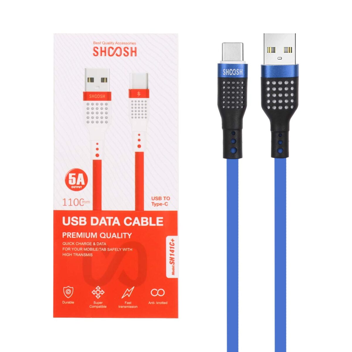 کابل شارژ سیلیکونی 1.1 متری فست Shoosh Type-C مدل +SH141C - Image 2