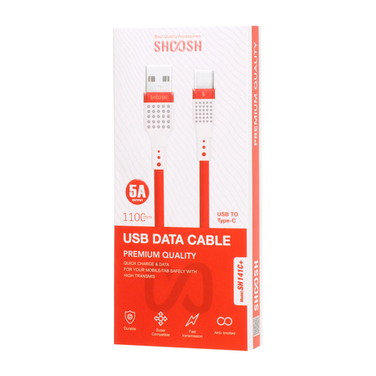 کابل شارژ سیلیکونی 1.1 متری فست Shoosh Type-C مدل +SH141C - Image 3