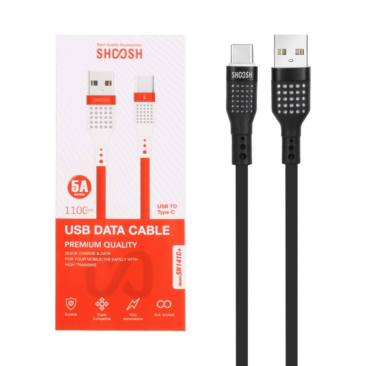 کابل شارژ سیلیکونی 1.1 متری فست Shoosh Type-C مدل +SH141C - Image 8