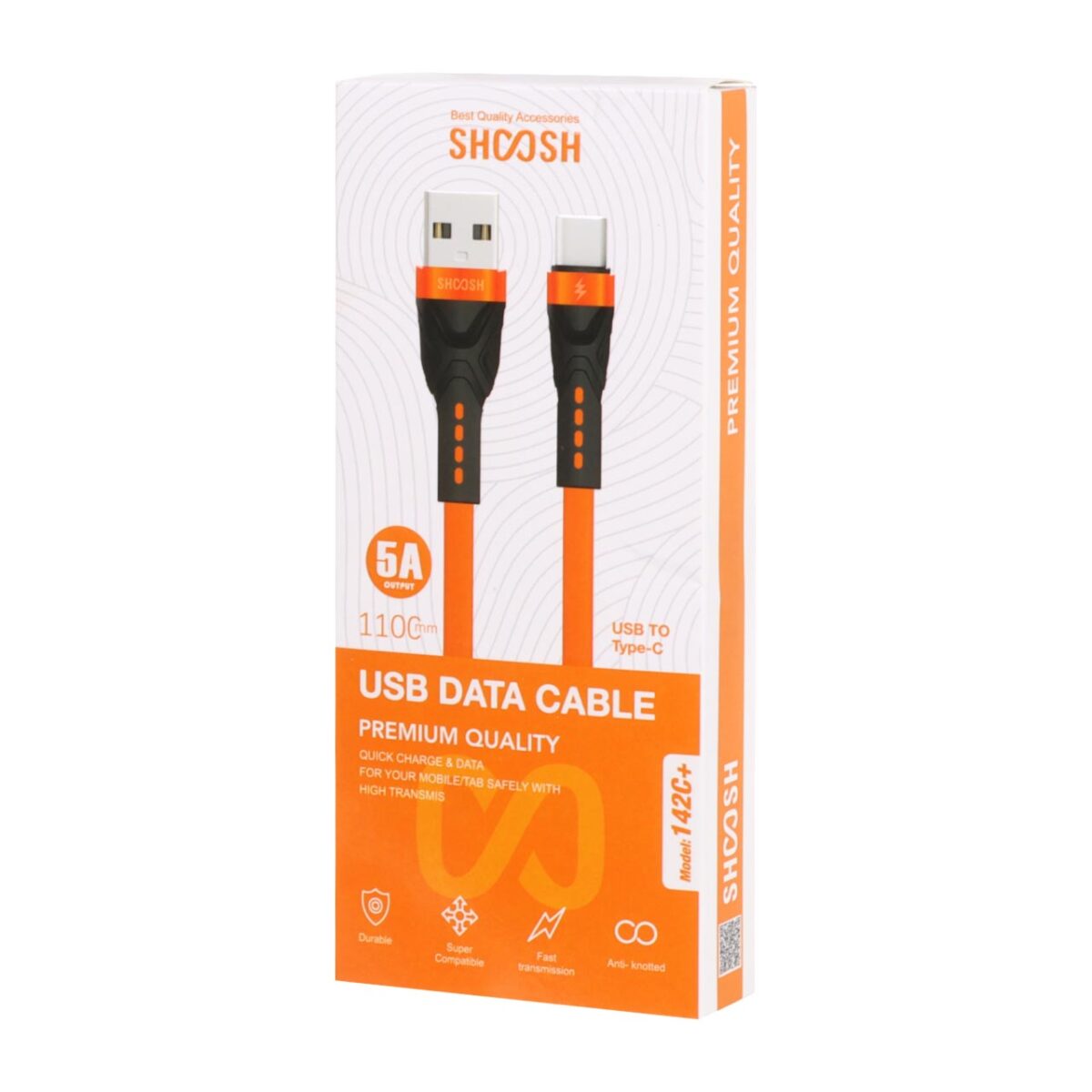 کابل شارژ سیلیکونی 1.1 متری فست Shoosh Type-C مدل +SH142C - Image 3