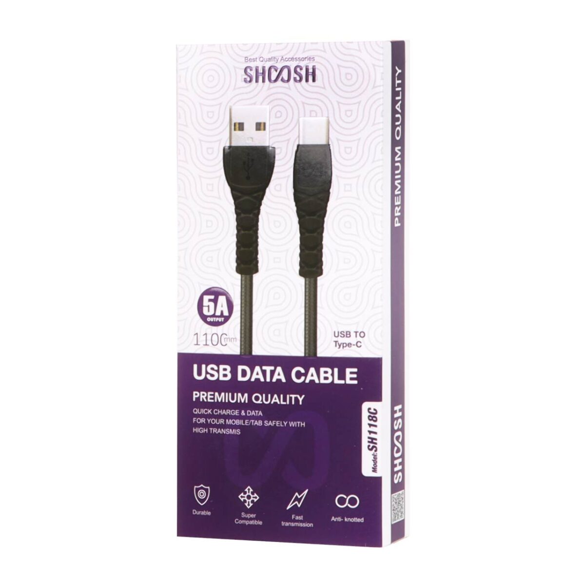 کابل شارژ کنفی 1.1 متری فست Shoosh Type-C مدل SH118C - نقره ای - Image 5