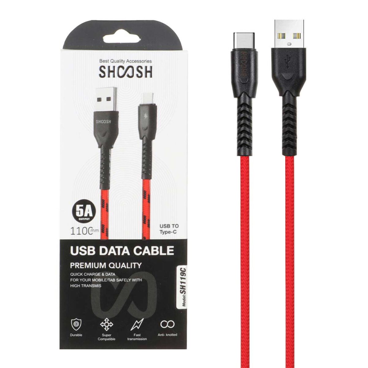 کابل شارژ کنفی 1.1 متری فست Shoosh Type-C مدل SH119C - Image 2