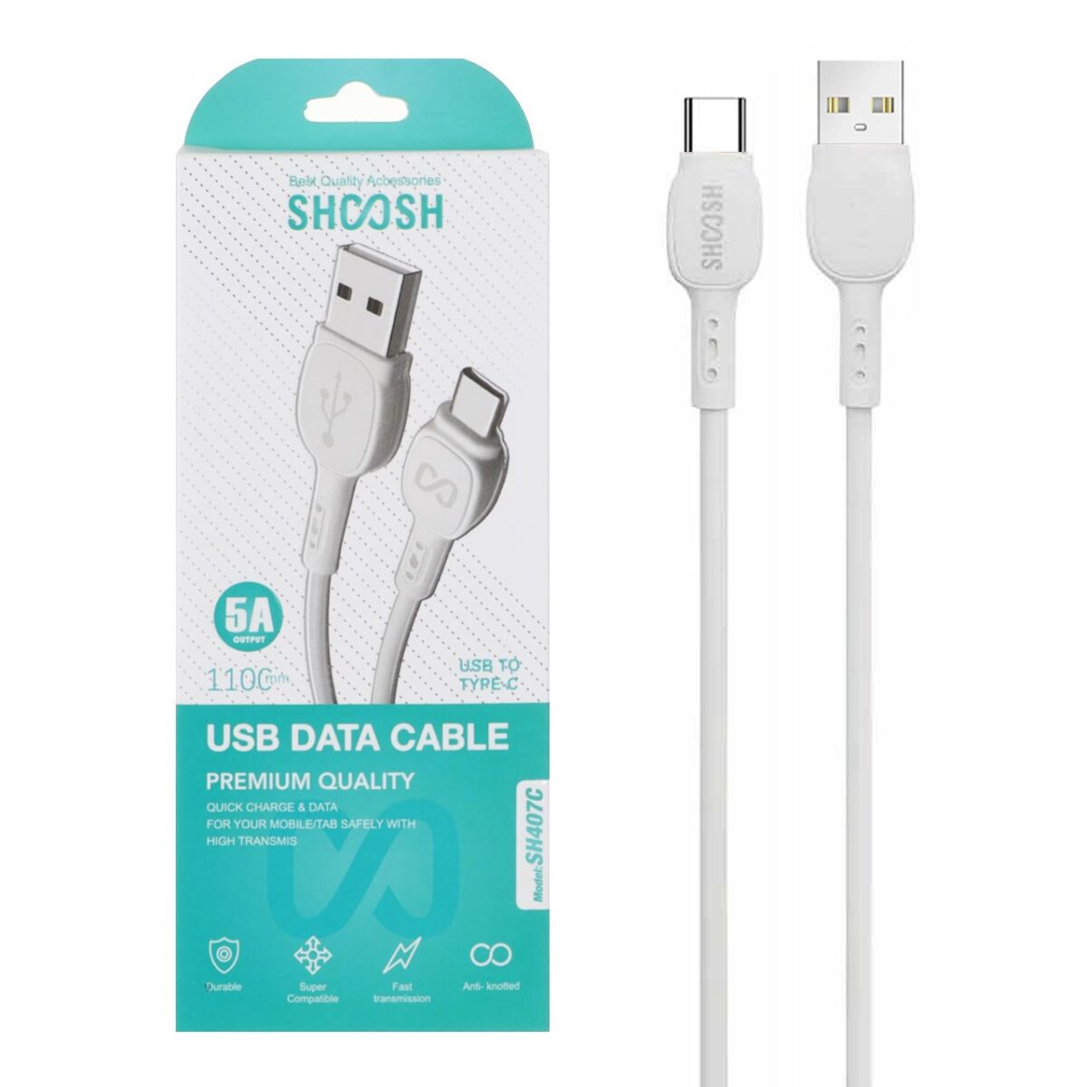 کابل شارژ 1.1 متری فست Shoosh Type-C مدل SH407C - Image 3