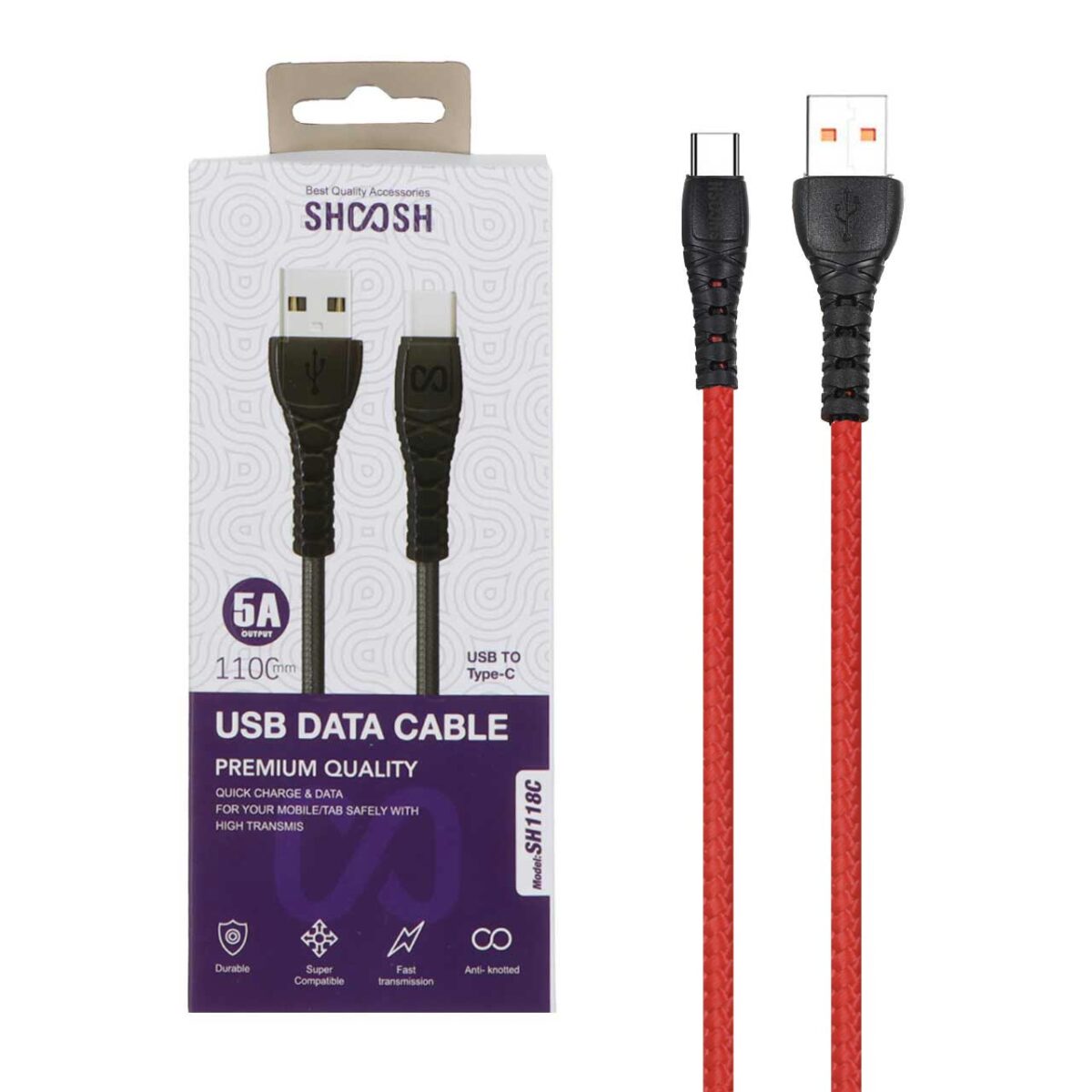 کابل شارژ کنفی 1.1 متری فست Shoosh Type-C مدل SH118C - نقره ای - Image 6