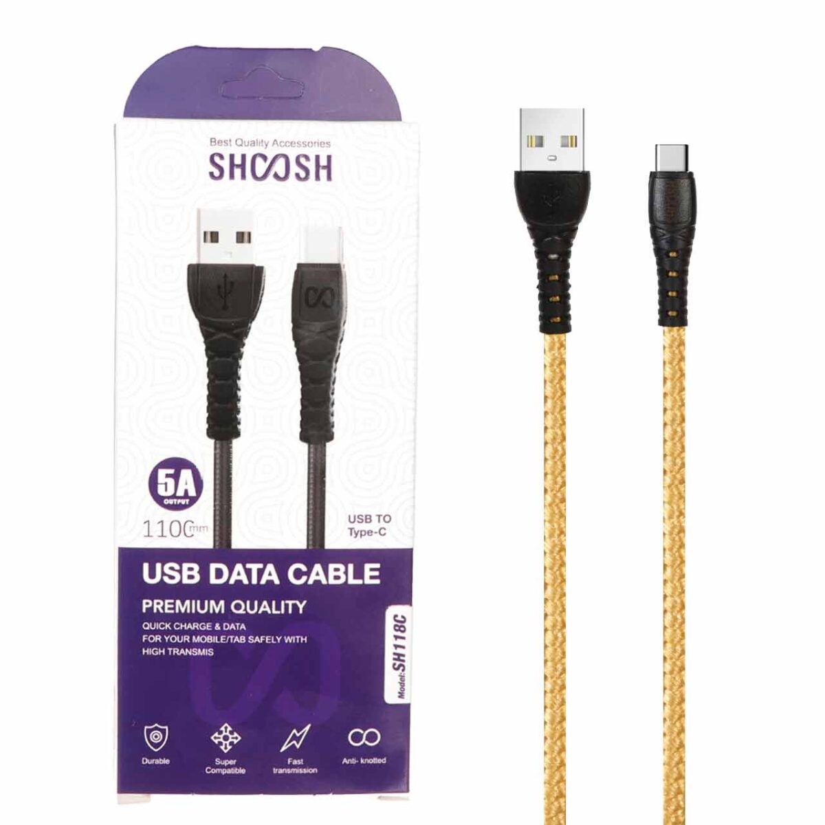 کابل شارژ کنفی 1.1 متری فست Shoosh Type-C مدل SH118C - نقره ای - Image 8