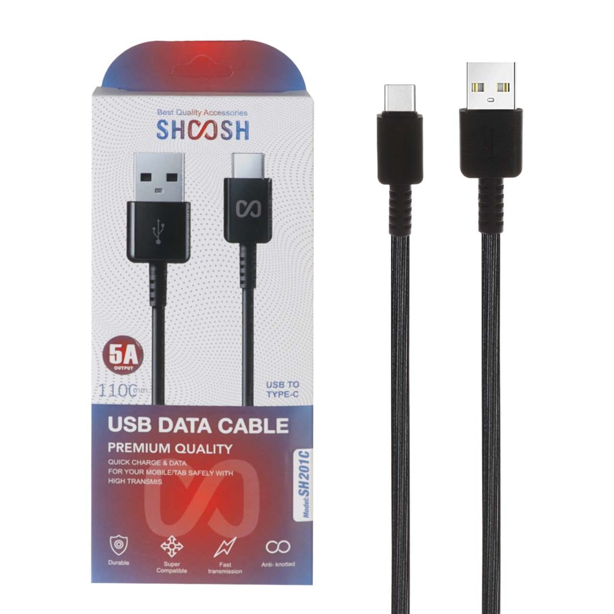 کابل شارژ فست 1.1 متری Shoosh Type-C مدل SH201C - Image 4