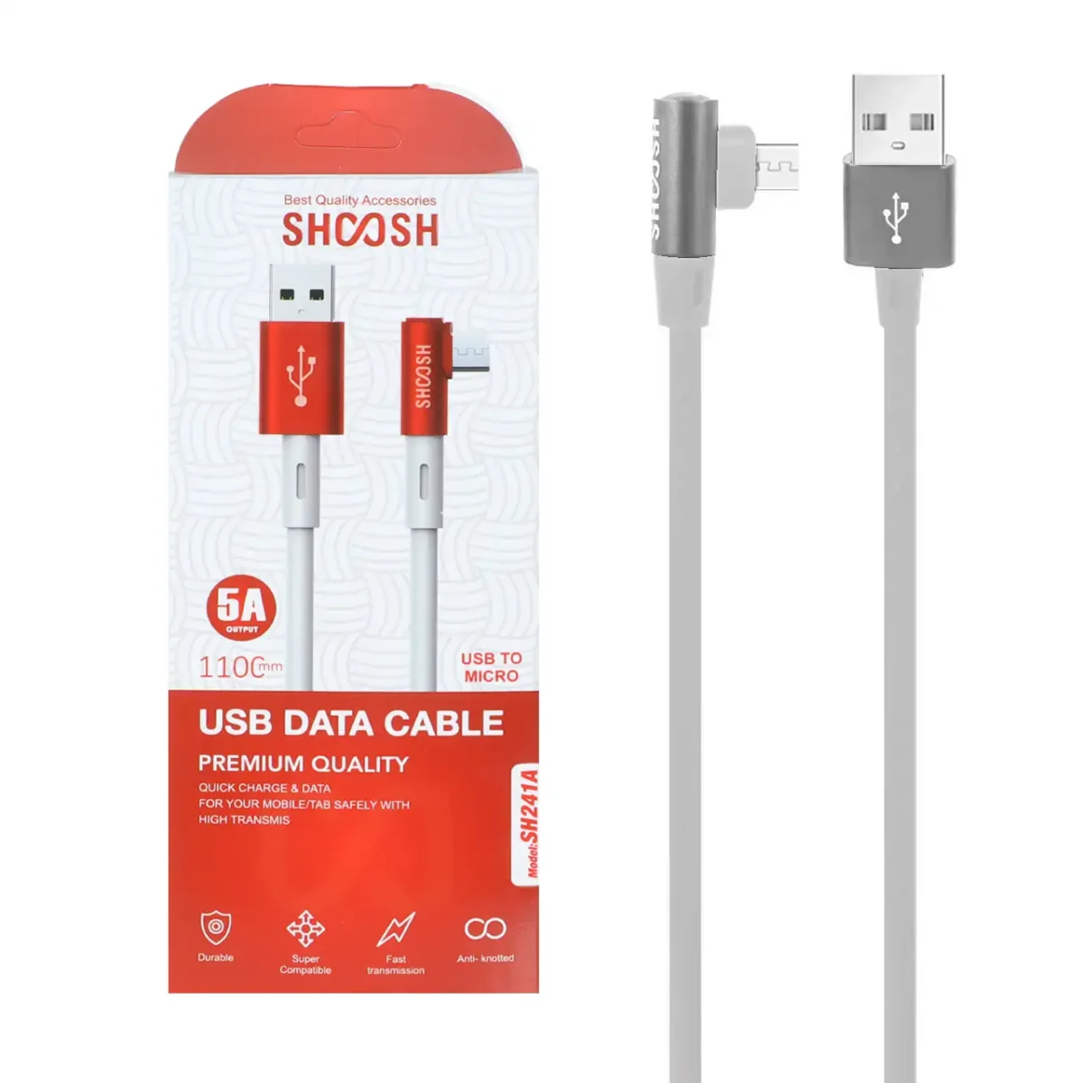 کابل شارژ 1.1 متری فست اندروید Shoosh مدل SH241A - Image 3
