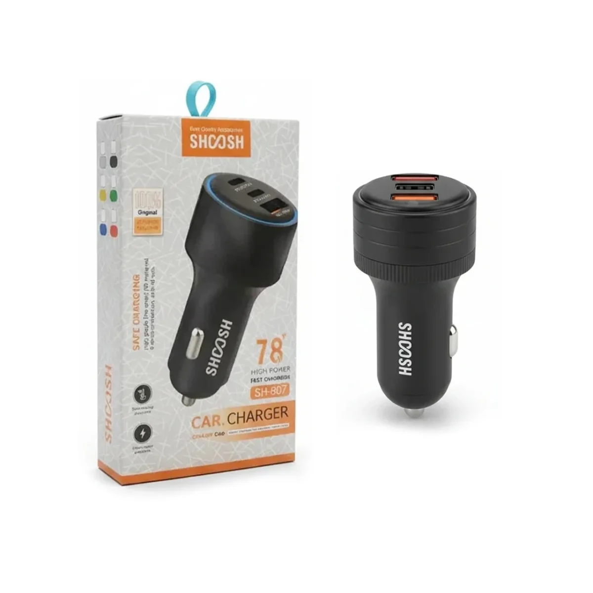 شارژر فندکی فست و PD سه پورت Shoosh مدل SH-807 78W - Image 3