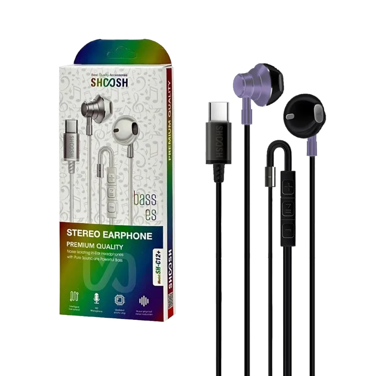 هندزفری با سیم با پورت Shoosh Type-C مدل +SH-C12 - Image 3