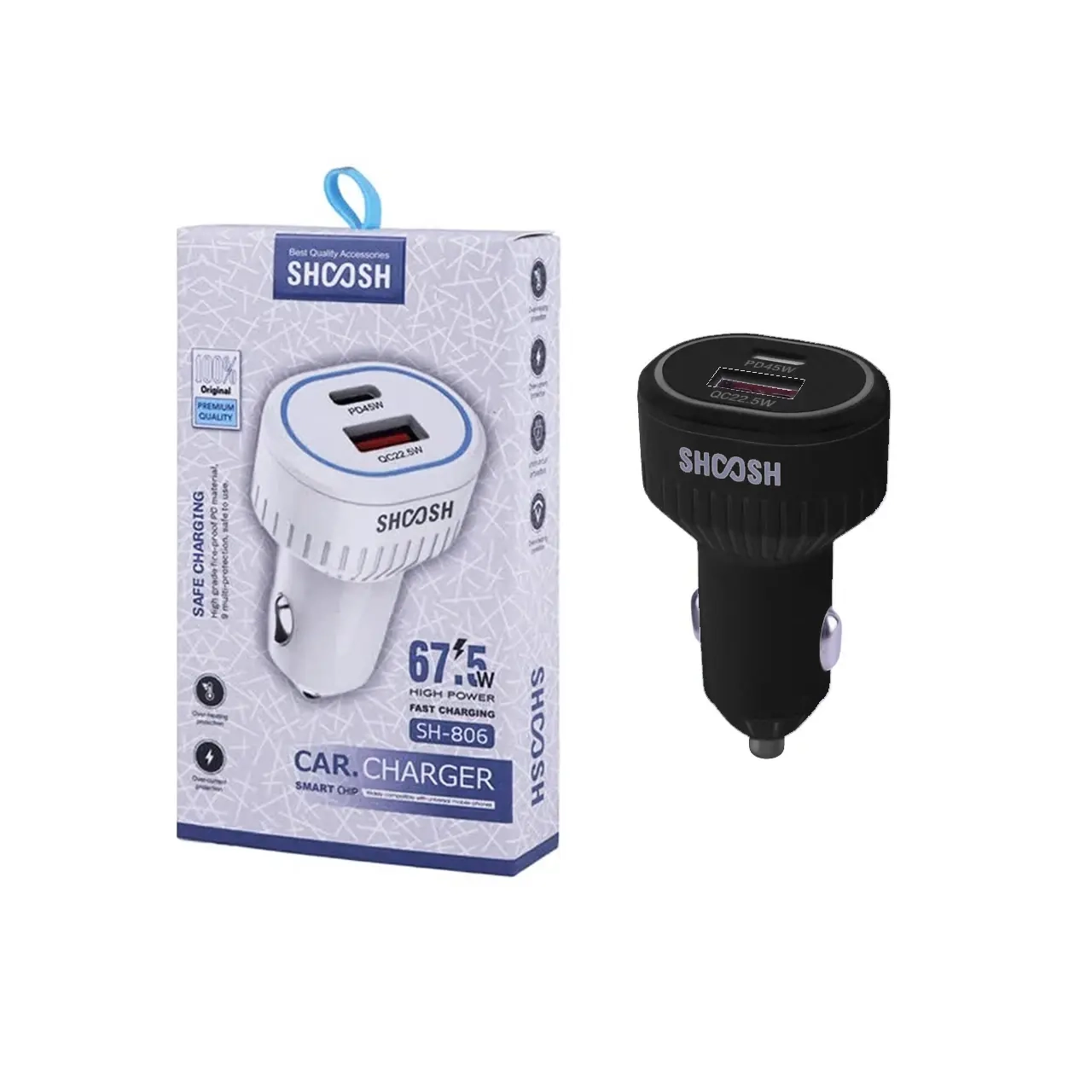 1735498 شارژر فندکی فست و PD دو پورت Shoosh مدل SH-806 67.5W - Image 1