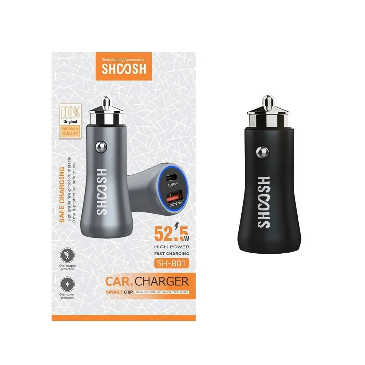1735508 شارژر فندکی فست و PD دو پورت Shoosh مدل SH-801 52.5W - Image 1