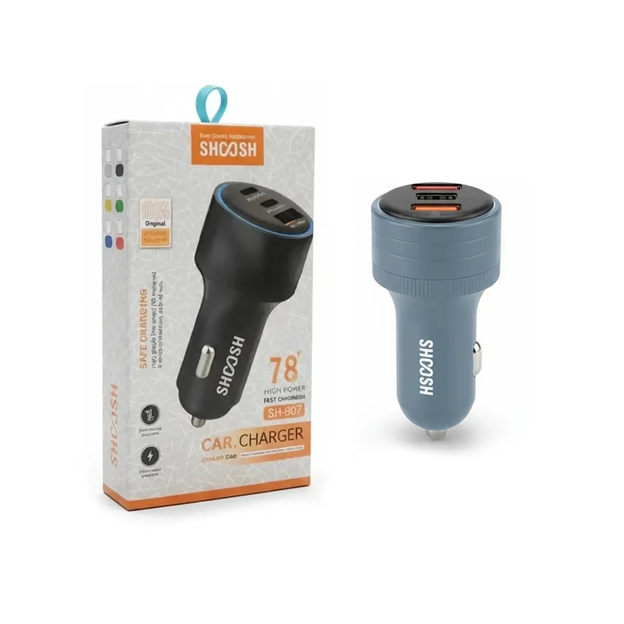 1735510 شارژر فندکی فست و PD سه پورت Shoosh مدل SH-807 78W - Image 1