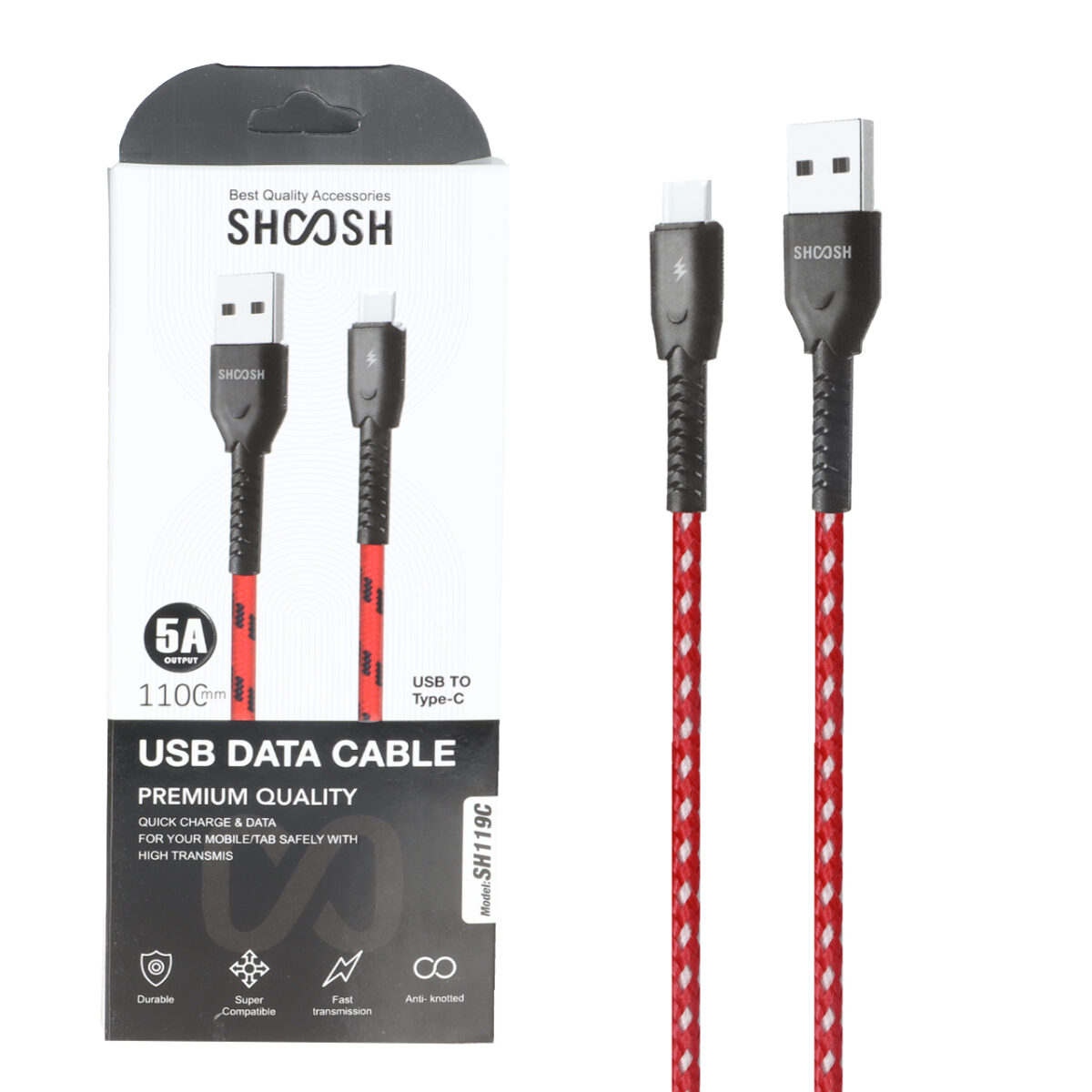 کابل شارژ کنفی 1.1 متری فست Shoosh Type-C مدل SH119C - Image 9